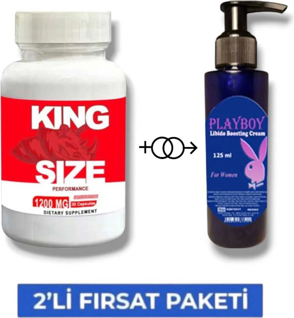 King Size Erkeklere Özel Bölge Destekleyici 30lu + Playboy Libido Arttırıcı Krem 125 ml