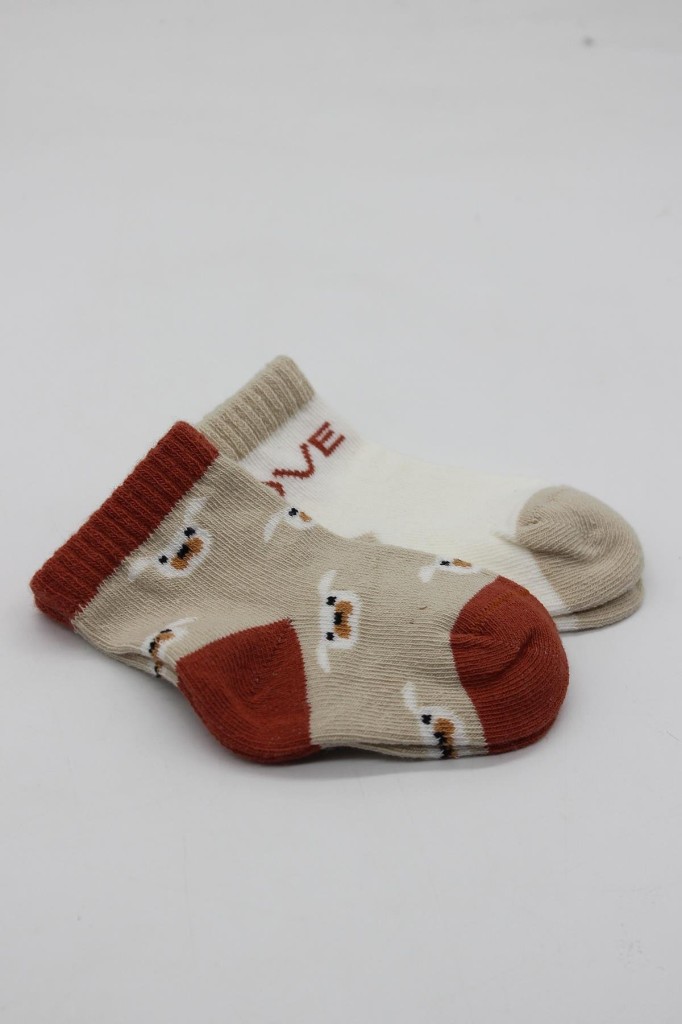 2'Li Love Dog Penye Soket Çorap 10118 Bej