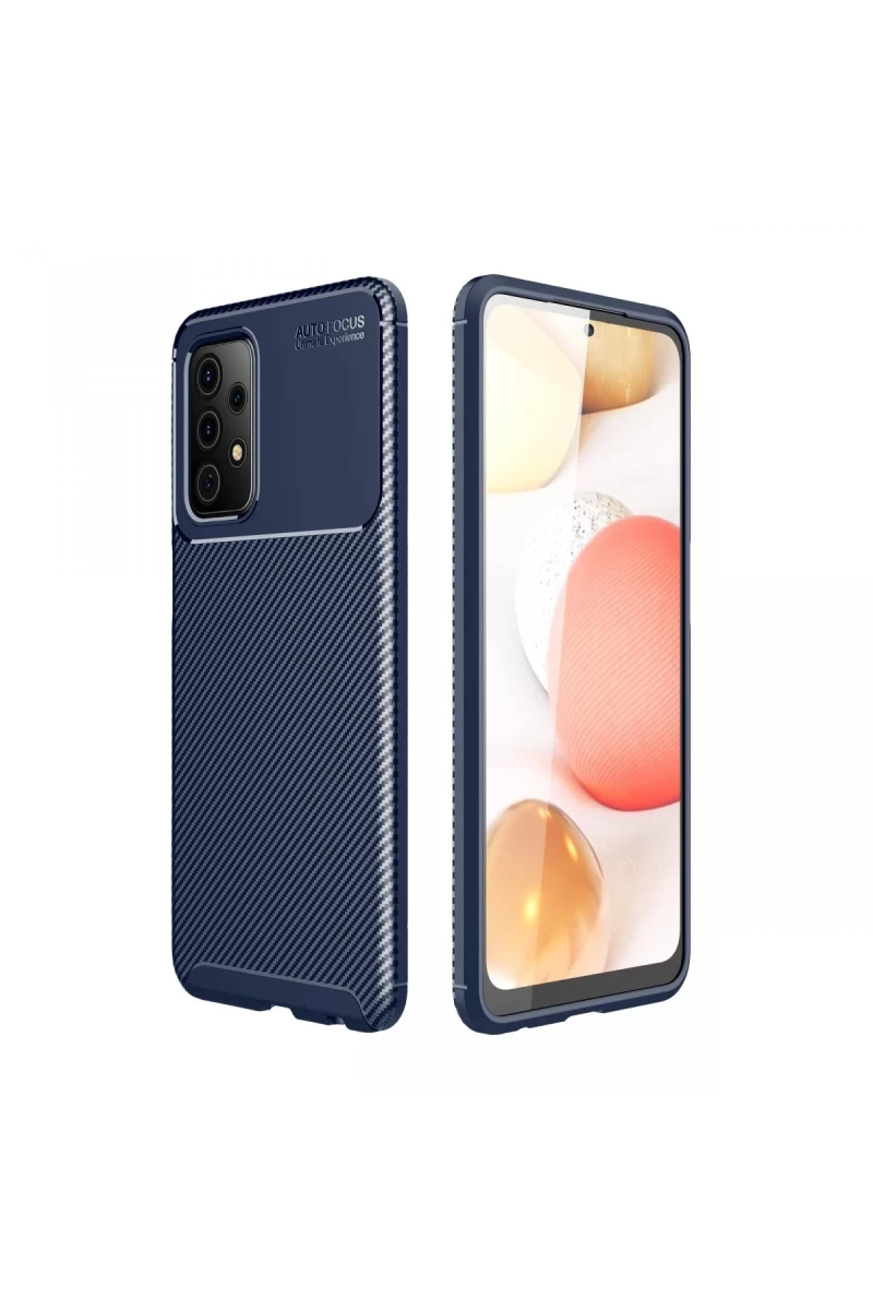 Samsung Galaxy A52 Uyumlu Kılıf Auto Focus Karbon Kapak - Lacivert