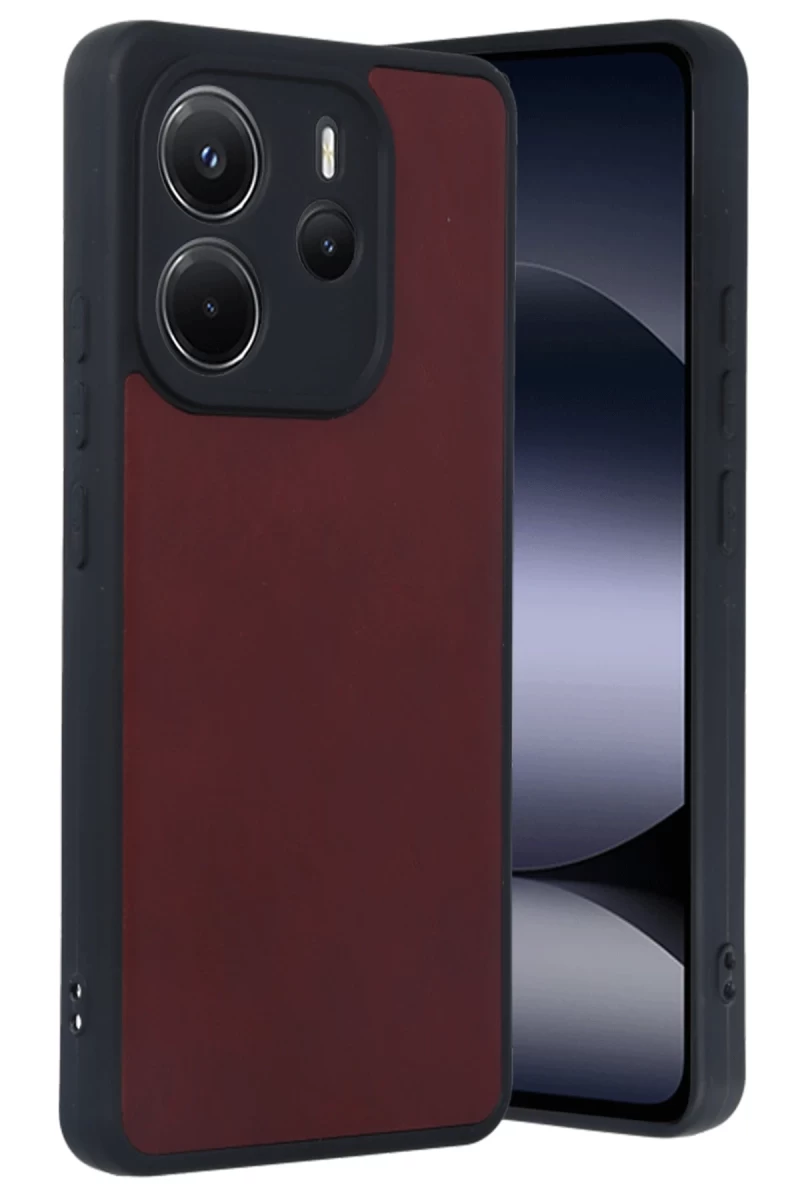 Xiaomi Redmi Note 14 4G Uyumlu Kılıf Aras Deri Kapak - Bordo