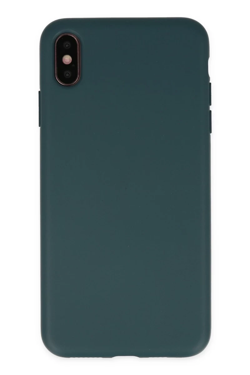 Apple iPhone XS Max Uyumlu Kılıf Nano içi Kadife Silikon - Koyu Yeşil