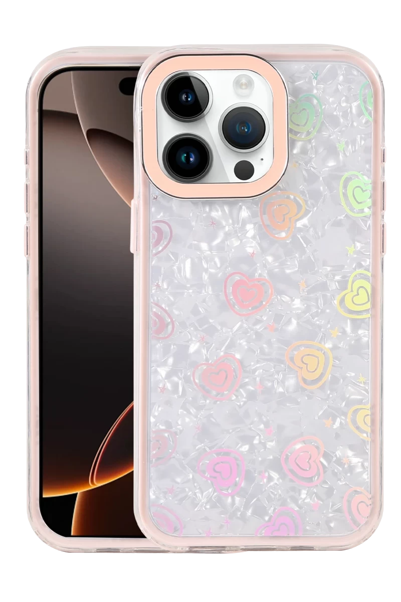 Apple iPhone 15 Pro Max Uyumlu Lumi Desenli Kapak - Pembe