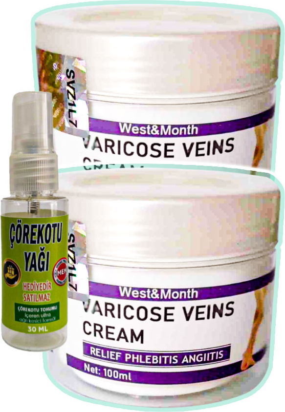Varicose Veins 100 ml 2 Adet West&month Bacak Bakım Krem + Çörek Otu Yağı Yağı 30 ml