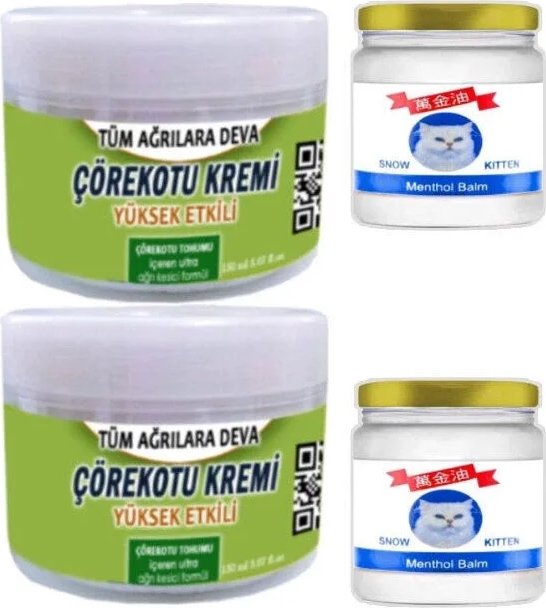 Süper Çörek Otu Kremi 2X150 ml Krem +Snow Kitten 2X50 ml Menthol Balm