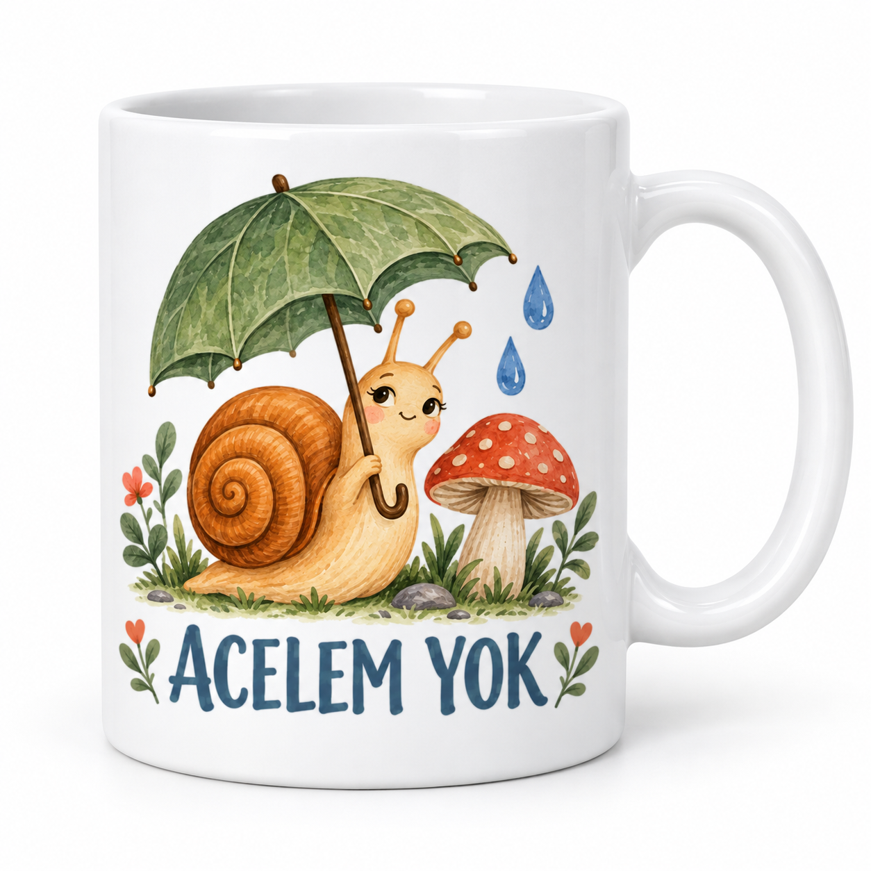 Acelem Yok Şemsiyeli Salyangoz Tasarımlı Porselen Kupa - MODEL 266