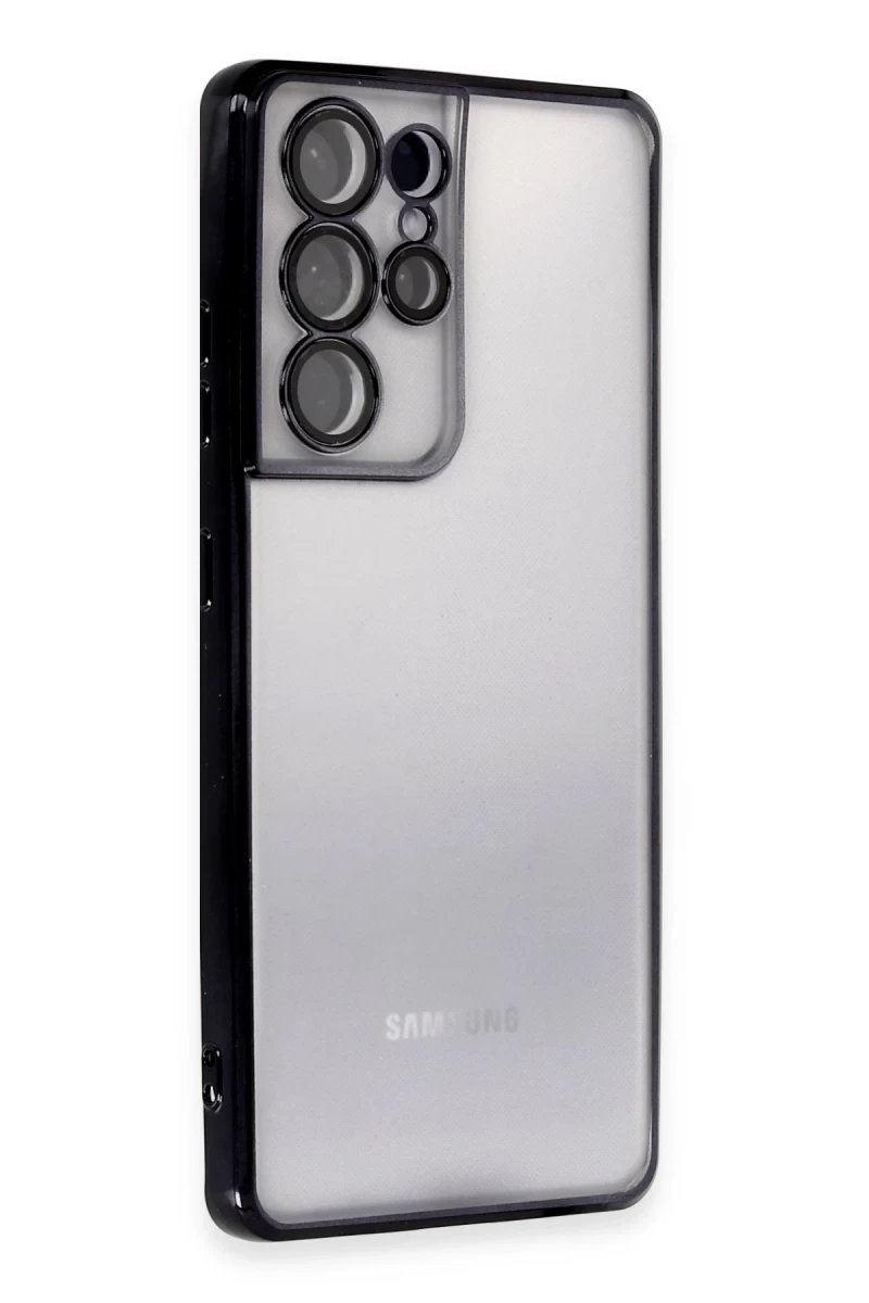 Samsung Galaxy S21 Ultra Uyumlu Kılıf Lensli Silikon - Siyah