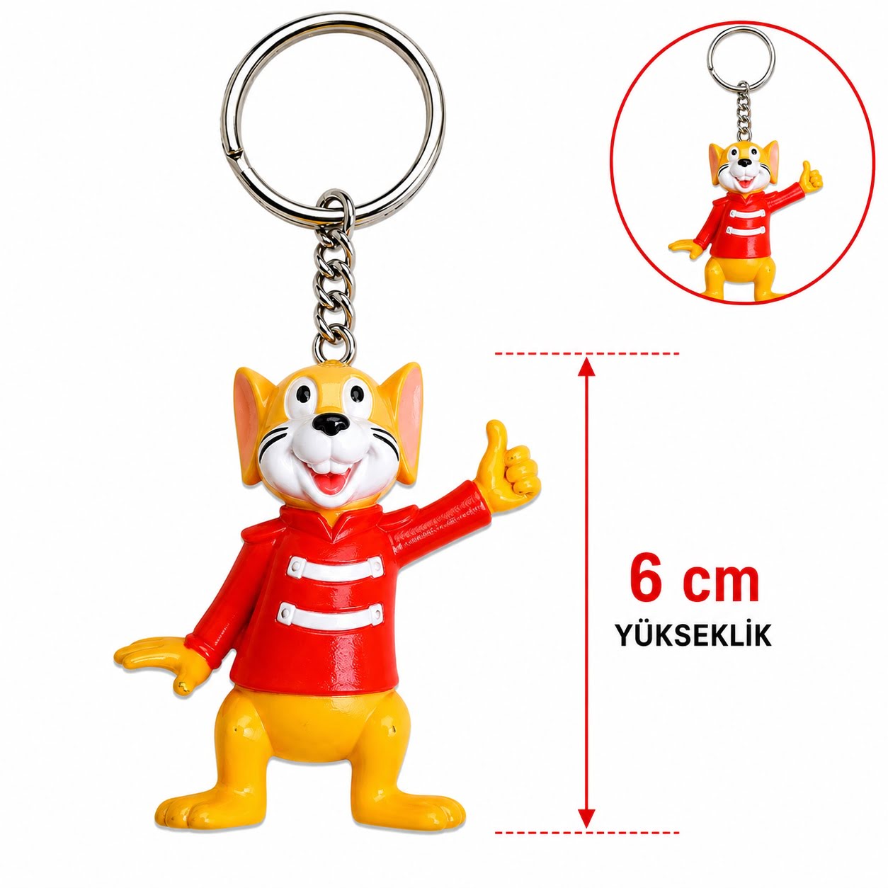Sevimli Kırmızı Fare Figürlü Anahtarlık 6 Cm