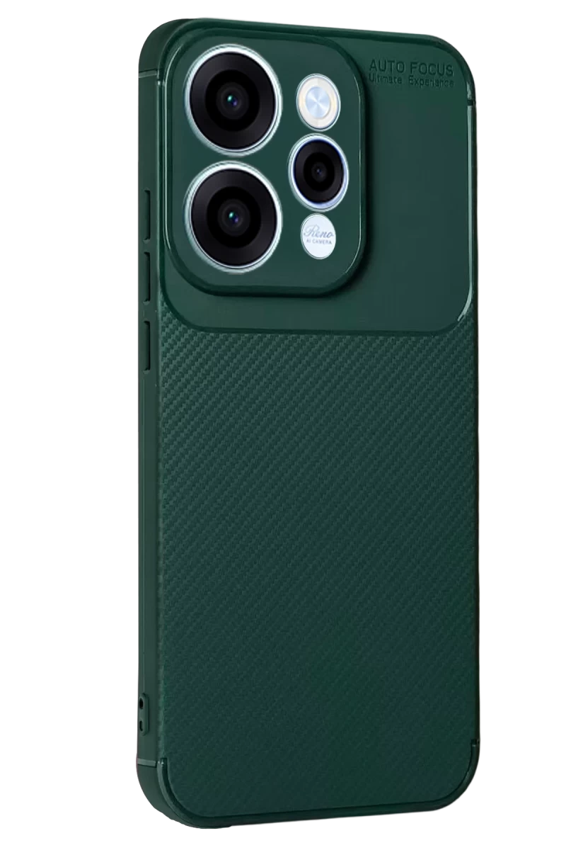 Oppo Reno 15 Uyumlu Auto Focus Karbon Kapak - Koyu Yeşil
