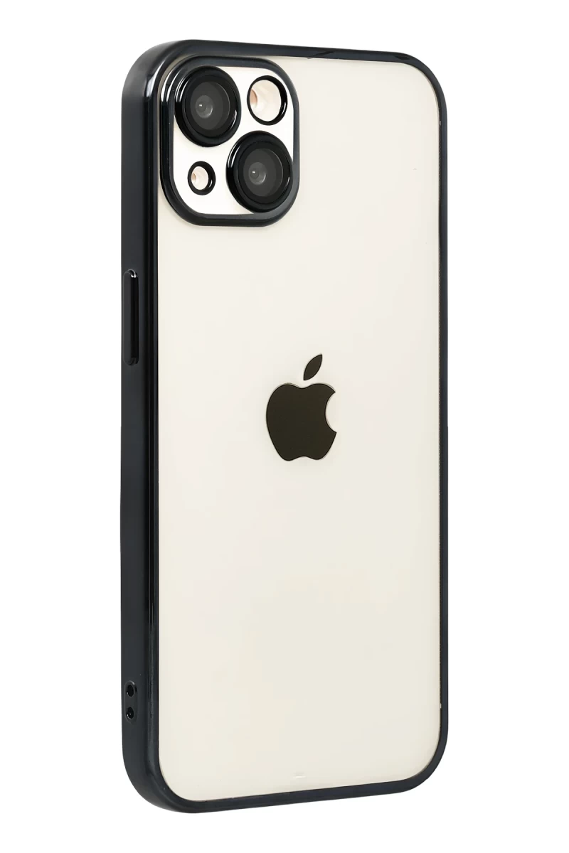 Apple iPhone 15 Uyumlu Lensli Silikon - Siyah