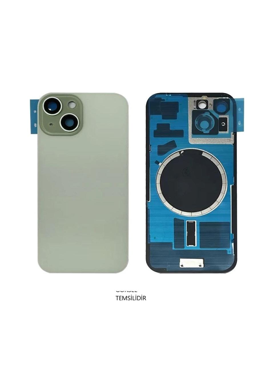 iPhone 15 Uyumlu Arka Pil Kapağı FULL NFC li Lensli- Cam