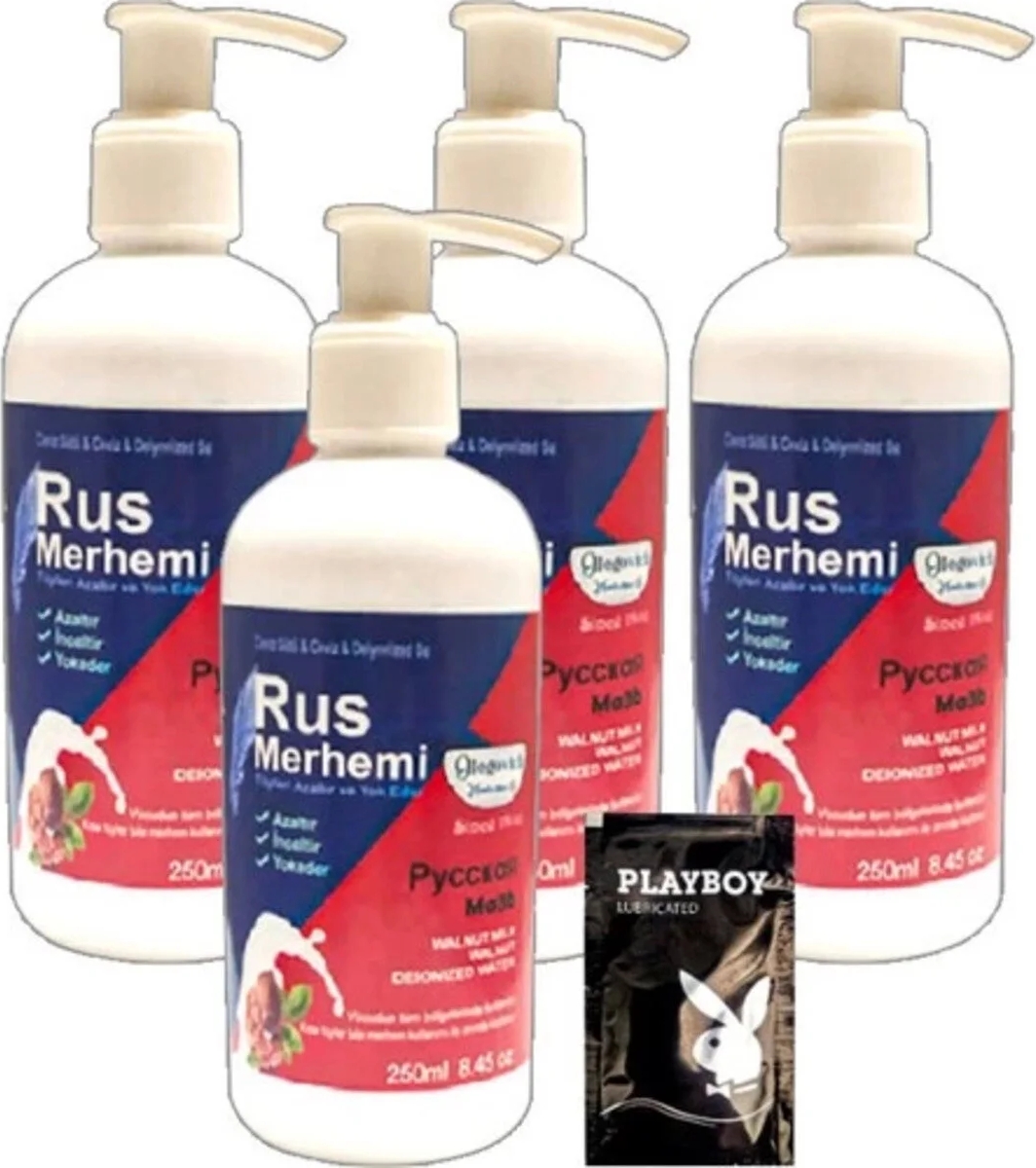 Playboy 4lüx 250 ml Ceviz Sütlü & Cevizli Rus Merhemi Tüy Dökücü Krem + 1 Armağan Jel
