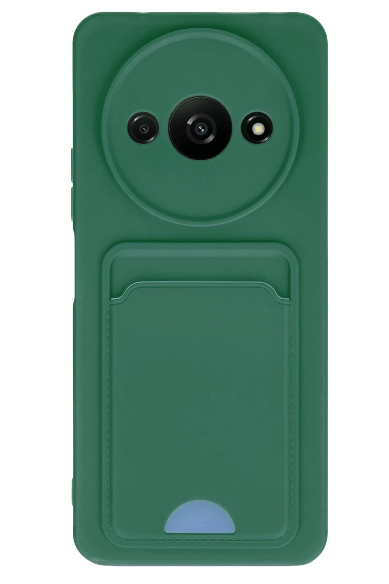 Xiaomi Redmi A3 4G Uyumlu Kılıf Kelvin Kartvizitli Silikon - Koyu Yeşil