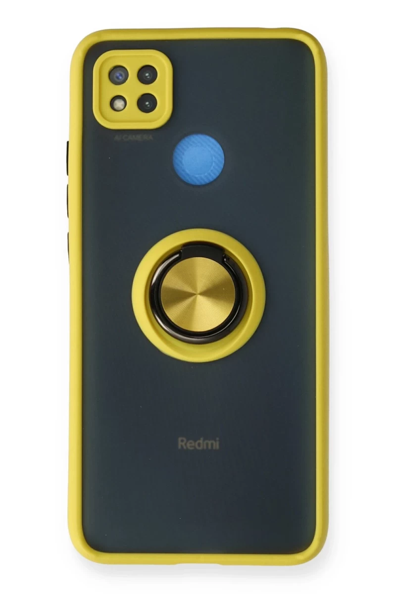 Xiaomi Redmi 9C Uyumlu Kılıf Montreal Yüzüklü Silikon Kapak - Sarı