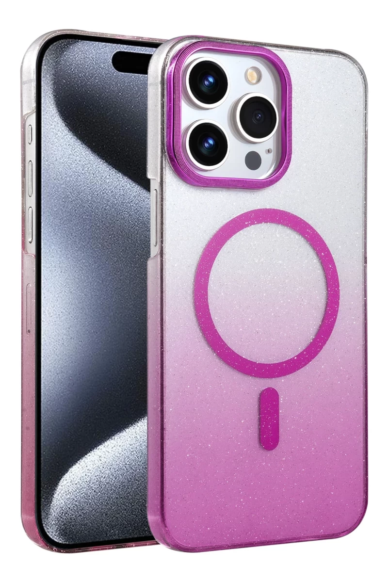 Apple iPhone 15 Pro Max Uyumlu Glossy Magsafe Kapak - Mor
