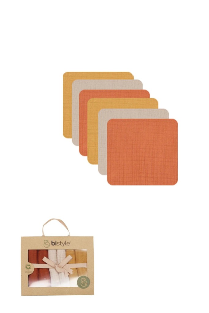 6'lı Müslin Mendil 20x20 cm 90106 Kiremit Bej Hardal · Renk: Kiremit Bej Hardal