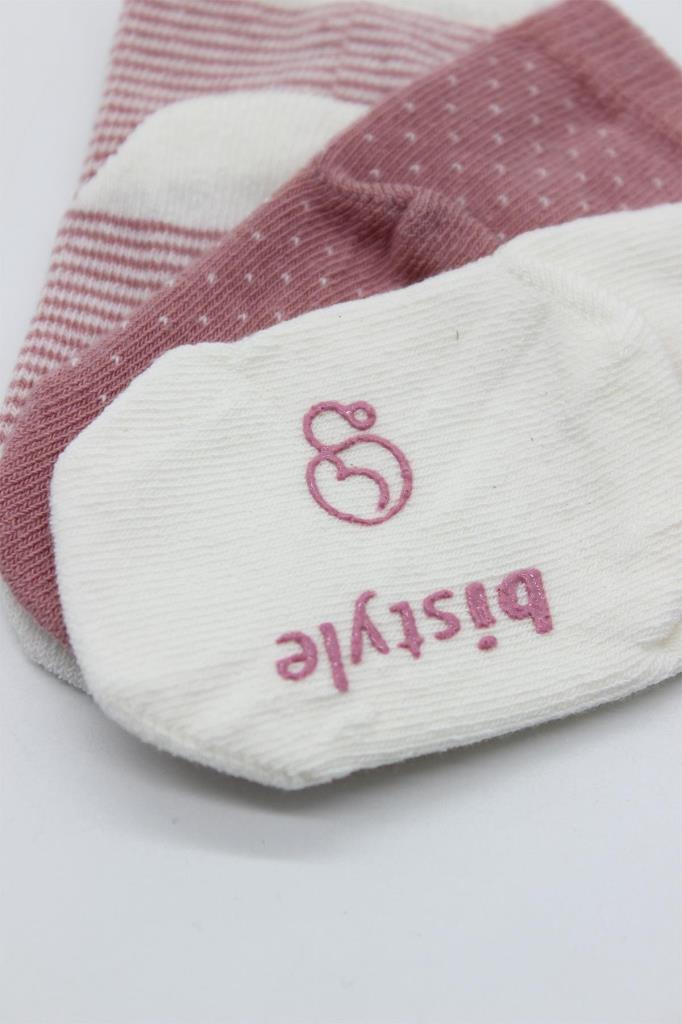 NessiWorld Puanlı Kaymaz Penye Soket Çorap 3'Lü BS10108 Pudra