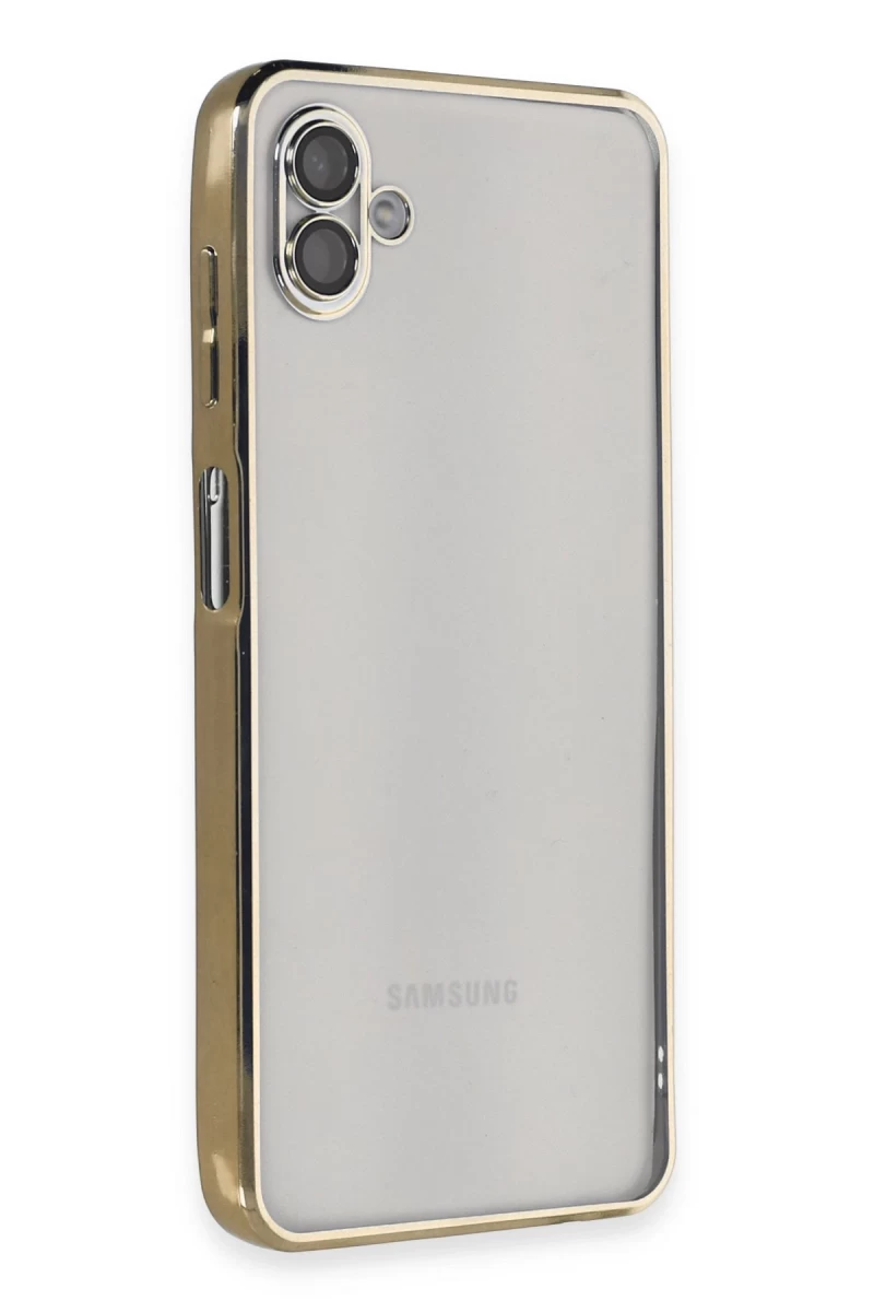 Samsung Galaxy A04 Uyumlu Kılıf Lensli Silikon - Gold