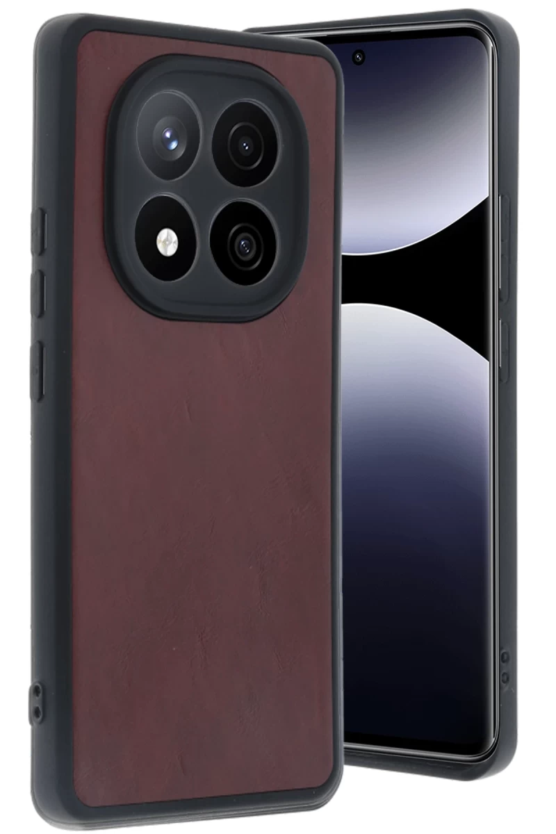 Xiaomi Redmi Note 14 Pro 5G Uyumlu Kılıf Aras Deri Kapak - Bordo