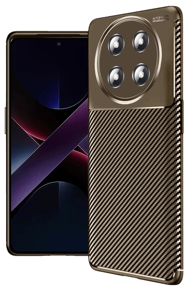 Honor Magic 7 Lite Uyumlu Kılıf Auto Focus Karbon Kapak - Kahverengi