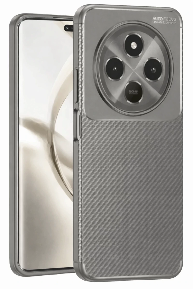 Tecno Spark 30C Uyumlu Kılıf Auto Focus Karbon Kapak - Gri