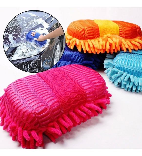 Araba Oto Yıkama Mikrofiber Süngeri Çift Taraflı Saçaklı Model 1 Adet