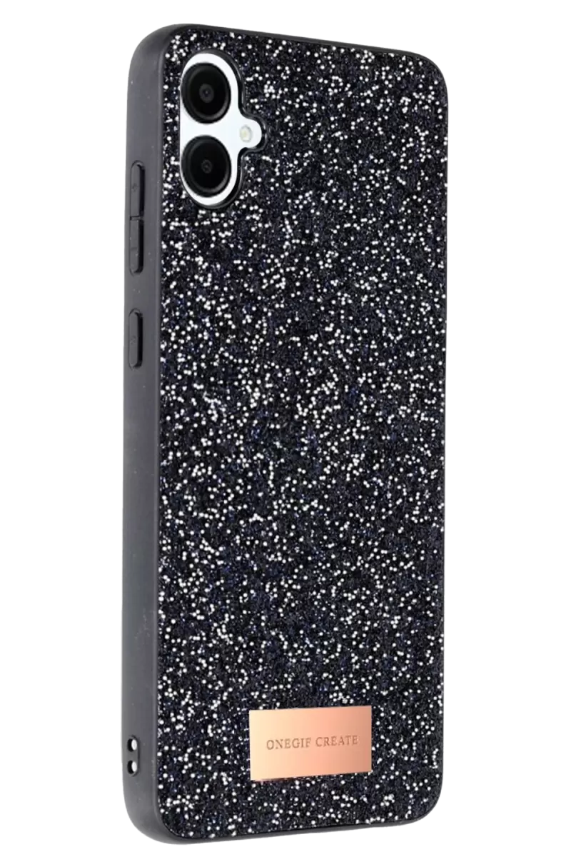 Onegif Samsung Galaxy A06 Uyumlu Bright Simli Kapak - Siyah