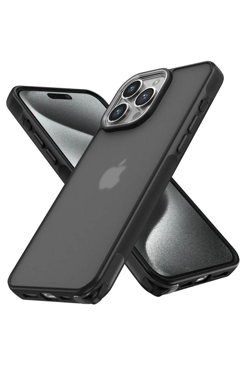 Apple iPhone 15 Pro Max Uyumlu Kılıf Elegant Kapak - Siyah