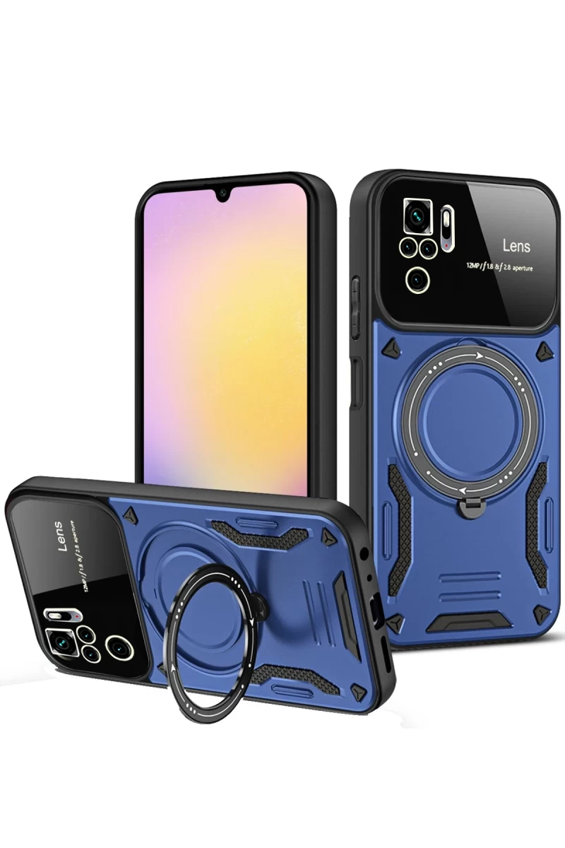 Xiaomi Redmi Note 10S Uyumlu Kılıf Joy Lens Standlı Kapak - Lacivert
