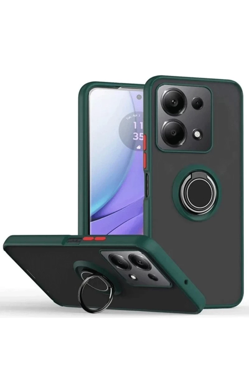 Xiaomi Redmi Note 13 Pro 5G Uyumlu Kılıf Montreal Yüzüklü Silikon Kapak - Yeşil