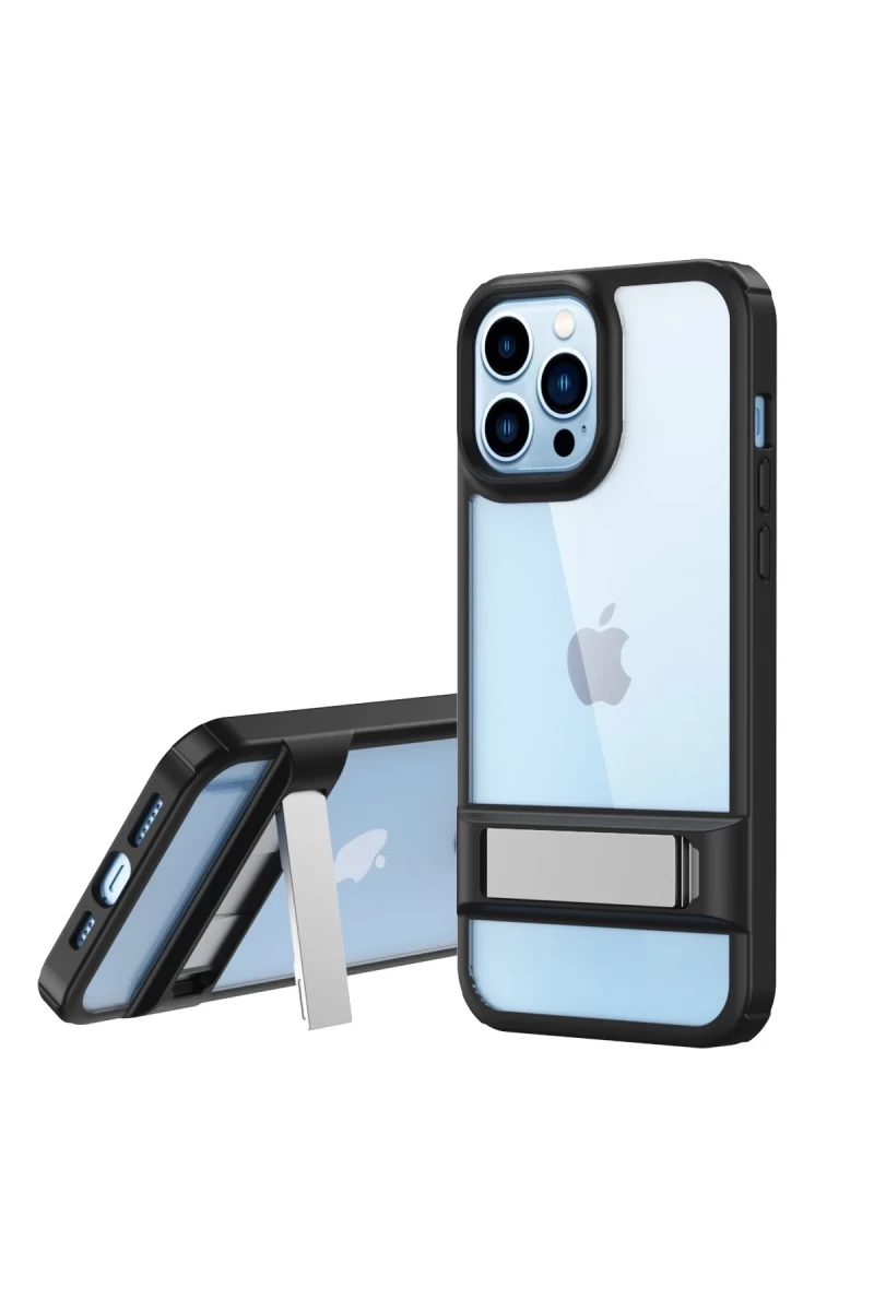 Apple iPhone 13 Pro Uyumlu Kılıf Rolet Stand Kapak - Siyah