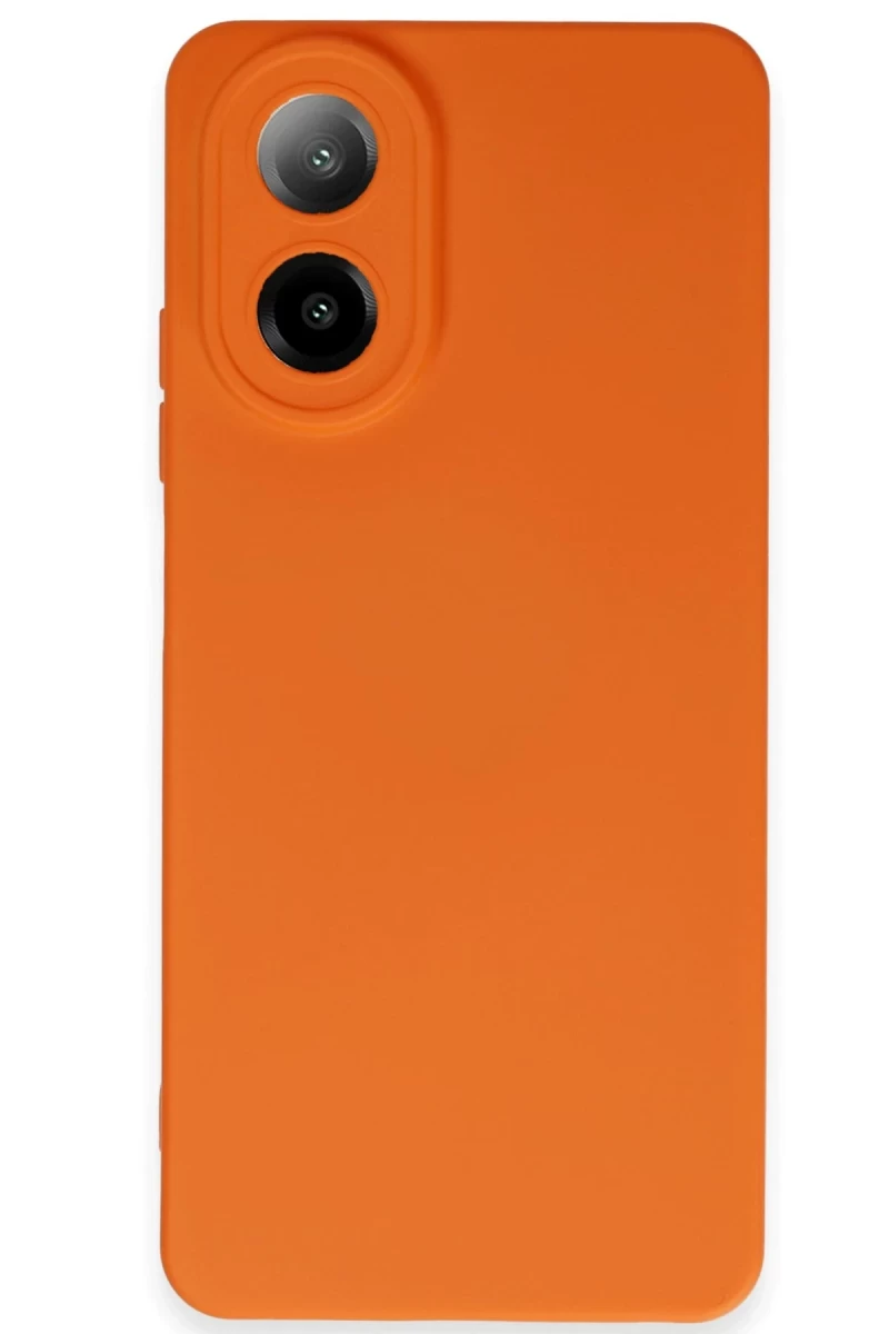 Oppo A38 Uyumlu Kılıf Nano içi Kadife Silikon - Turuncu