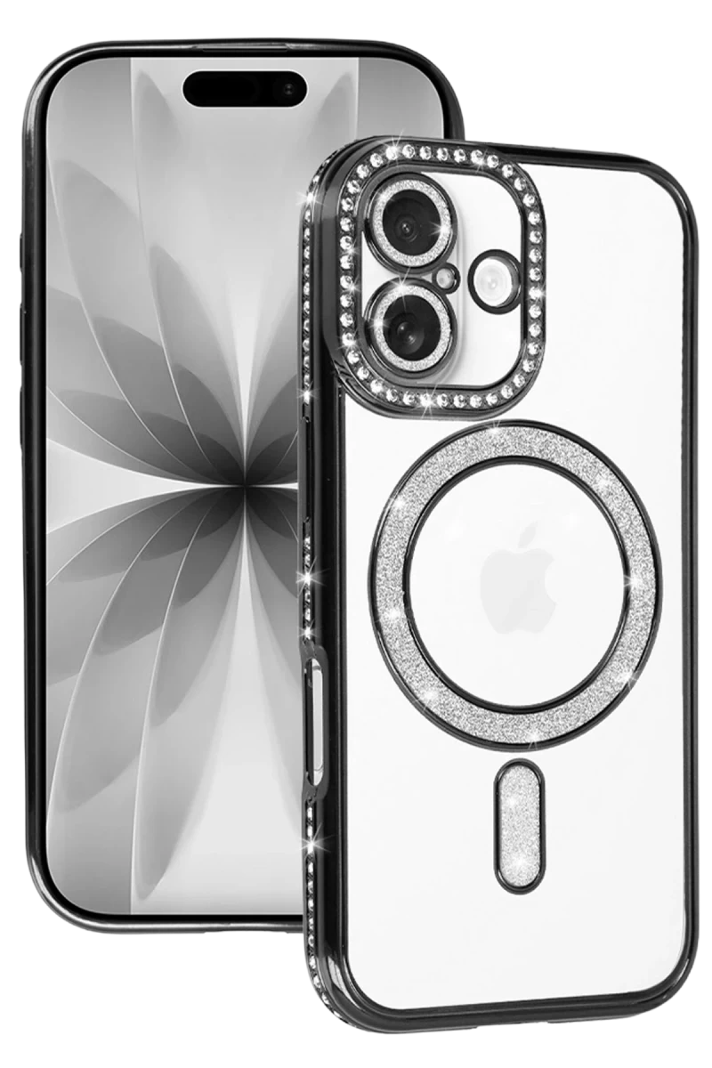 Apple iPhone 17 Uyumlu Joke Simli Magneticsafe Kılıf - Siyah