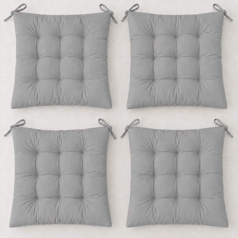4’lü Kapitone Bağcıklı Sandalye Minderi · 40 × 40 × 3 cm | Gri | 40 × 40 × 3 cm · 4 adet