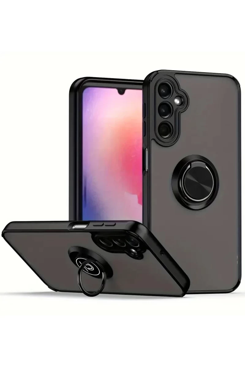 Samsung Galaxy A36 Uyumlu Kılıf Montreal Yüzüklü Silikon Kapak - Siyah