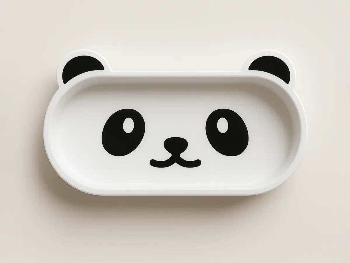 3D Baskı Panda Gözlük Tepsisi Sevimli Masaüstü Gözlük Tutucu ve Kalemlik Tepsisi Beyaz Siyah