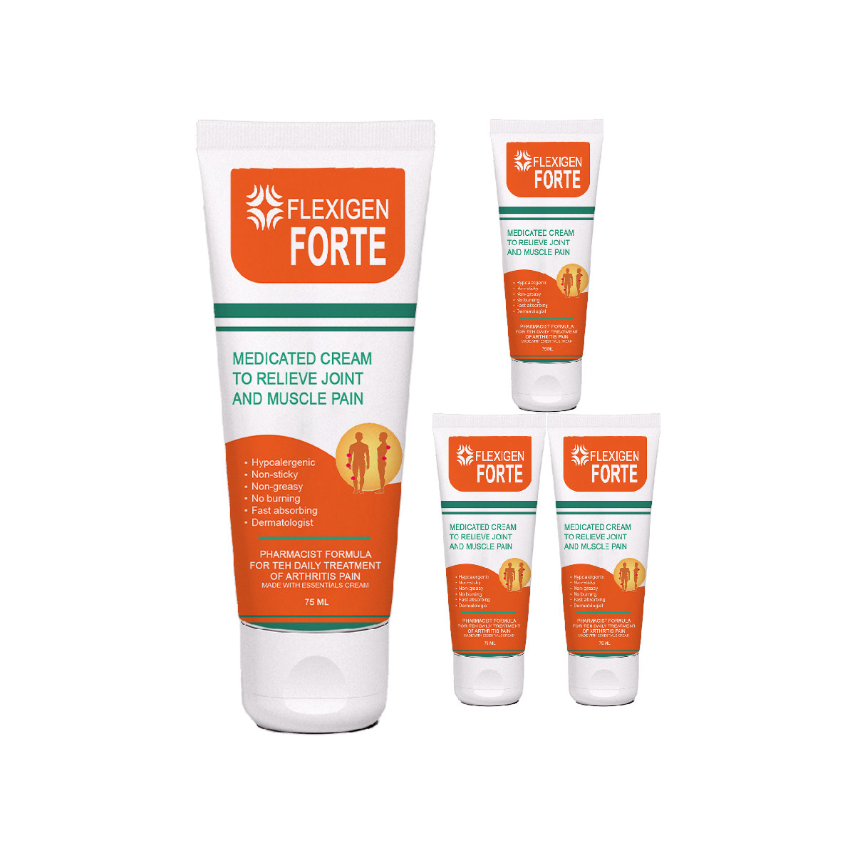 Flexigen Forte PainCream 4 Adet Karakafes Kökü Zencefil At Kestanesi ve Kapsaisinli Vücut MasajKremi 75ml Tüp