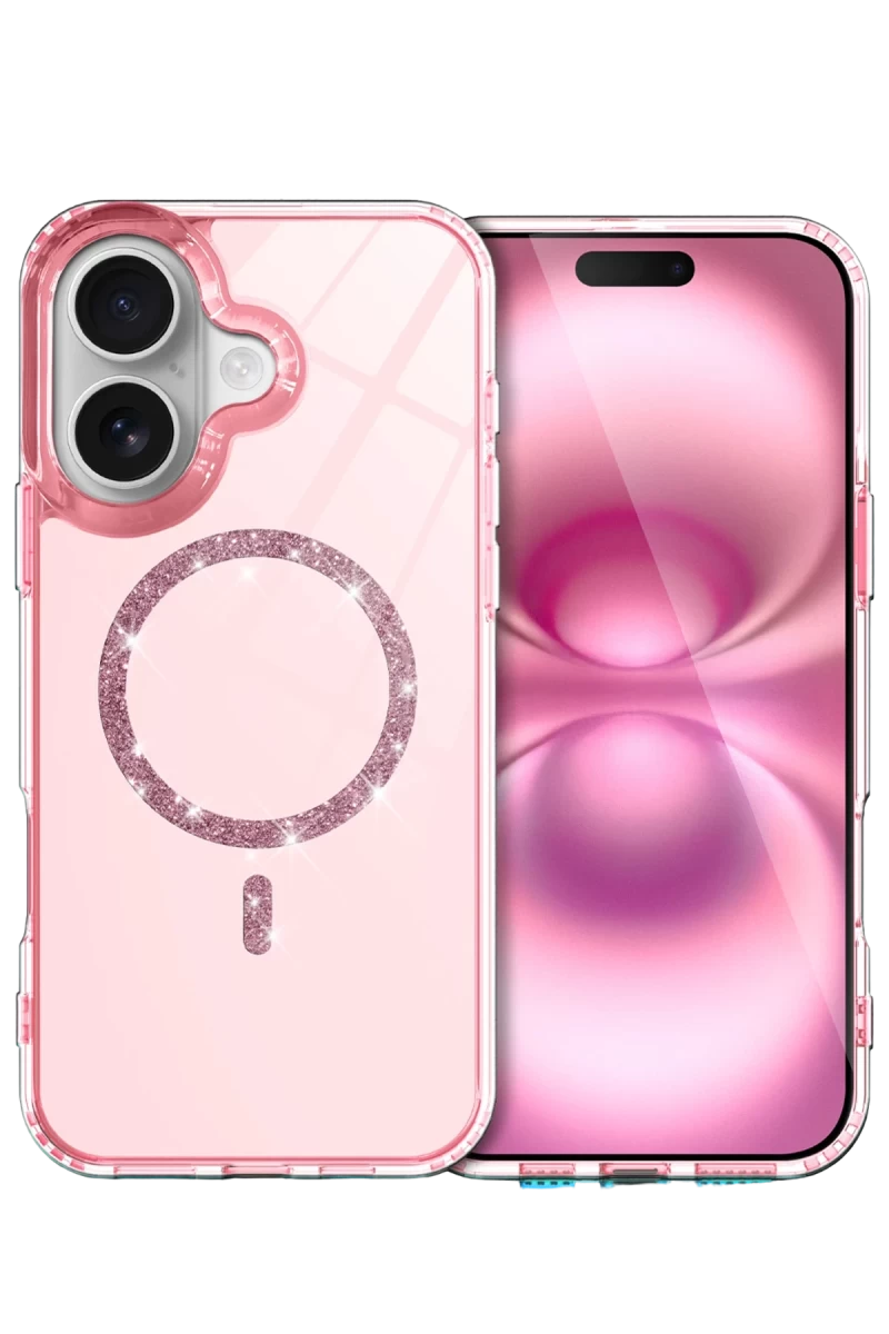 Apple iPhone 16 Plus Uyumlu Live Diamond Magsafe Kapak - Pembe