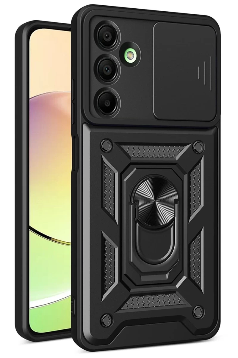 Samsung Galaxy A56 Uyumlu Kılıf Pars Lens Yüzüklü Silikon - Siyah