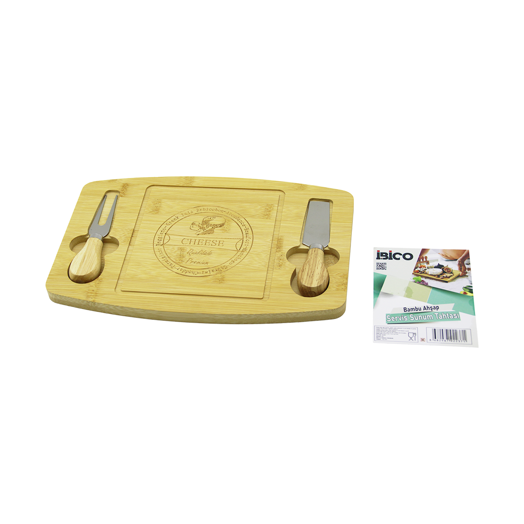 Bambu Peynir Sunum Panosu 19x28,7x1,4 cm (2 Ahşap Bıçak)