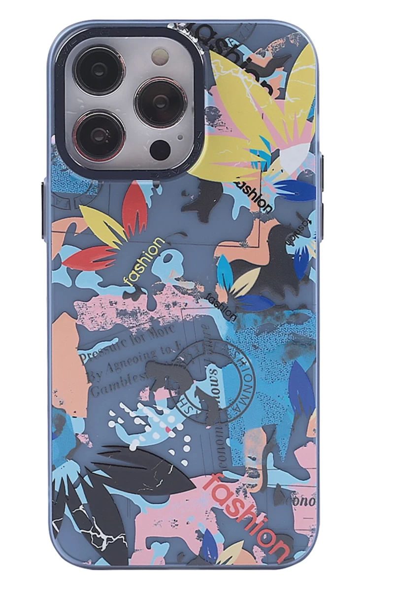 Apple iPhone 14 Pro Max Uyumlu Kılıf Prada Desenli Kapak - Prada Pembe - 1