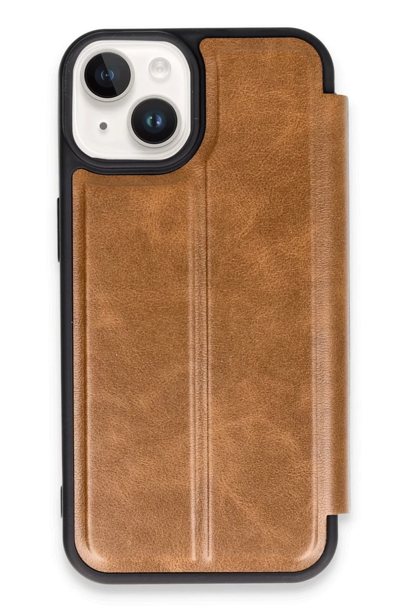 Apple iPhone 14 Uyumlu Kılıf Flip Cover - Taba