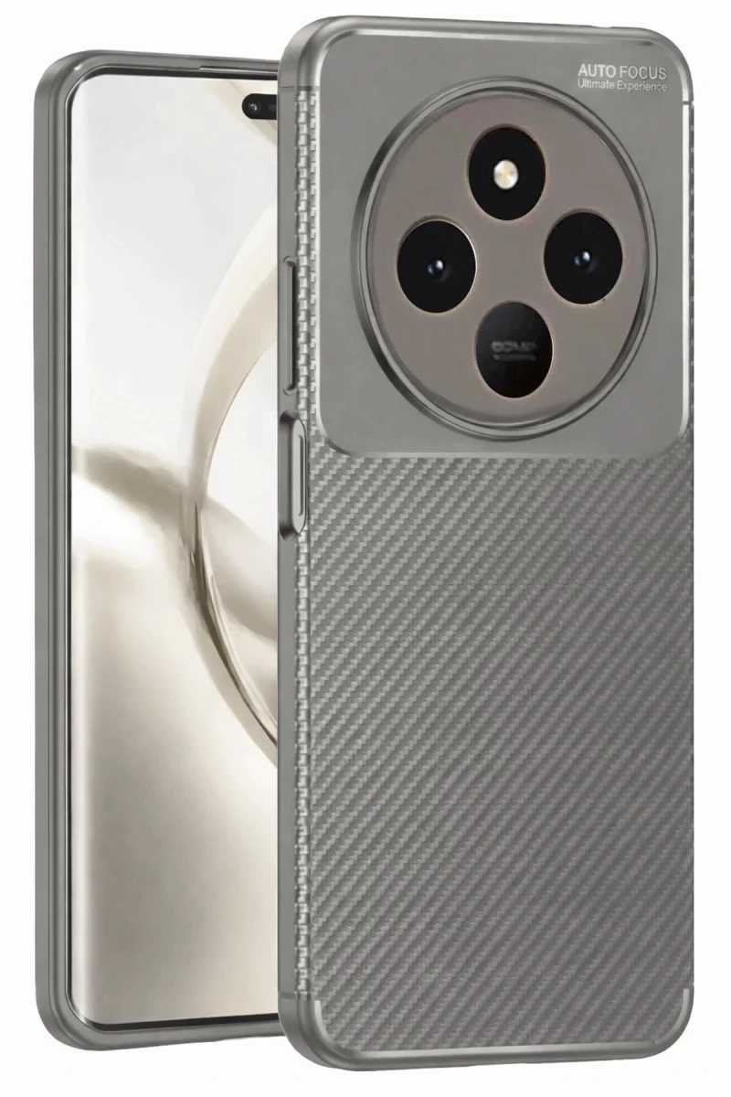 Tecno Spark 30 Uyumlu Kılıf Auto Focus Karbon Kapak - Gri