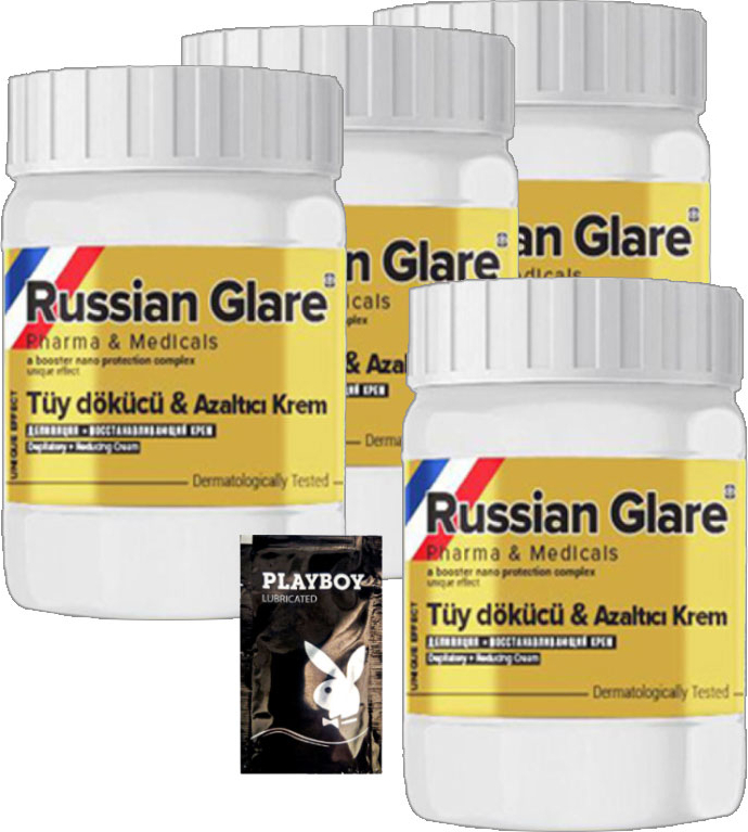 Playboy Rusian Glare Nano 4 Tane x 50 ml Tüy Dökücü Azaltıcı Krem Rus Merhemi  + Yanında Jel
