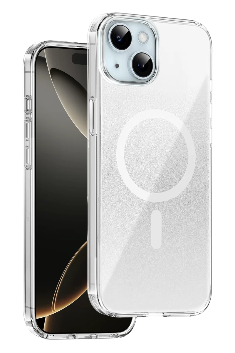 Onegif Apple iPhone 14 Uyumlu Sora Simli Magsafe Kapak - Beyaz