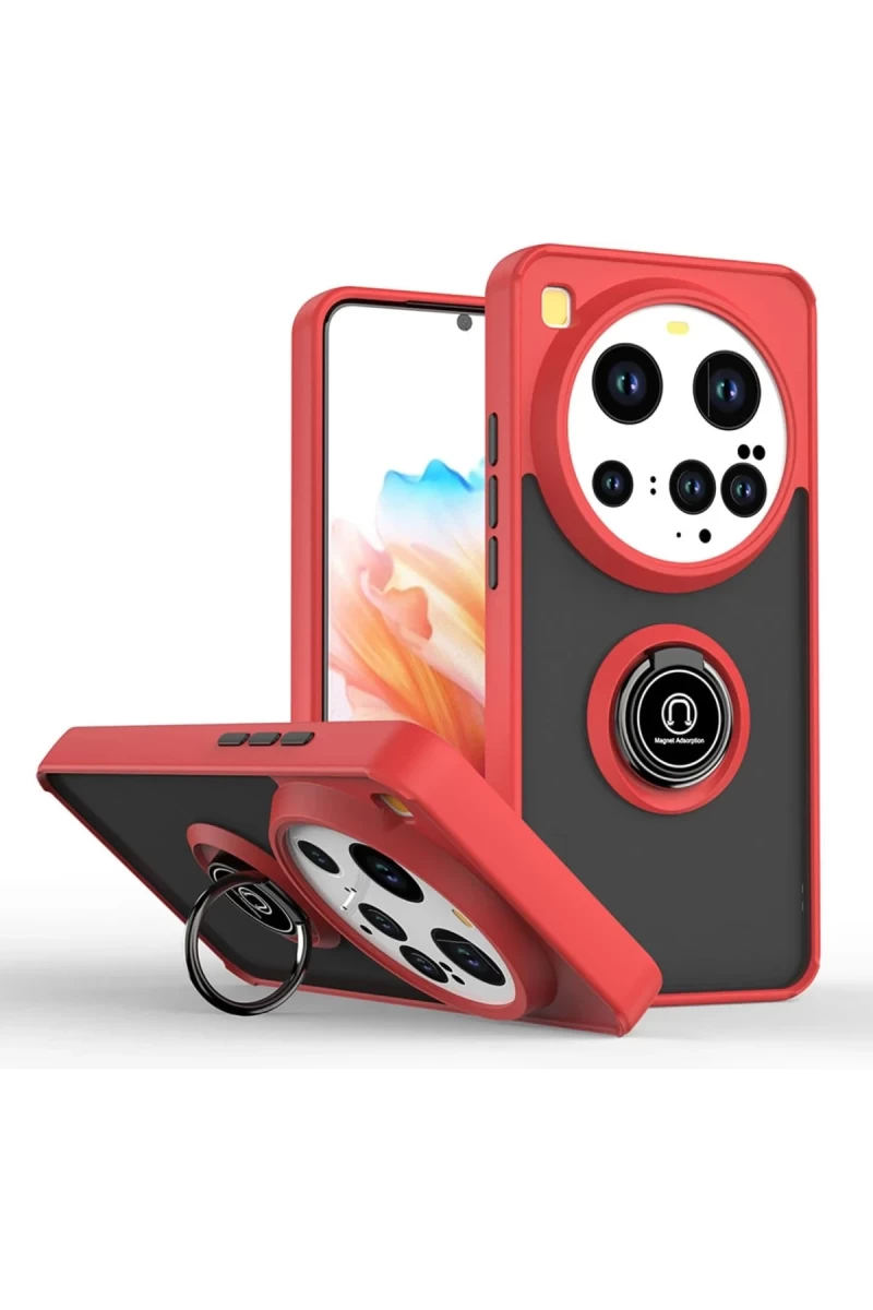Xiaomi Mi 15 Ultra Uyumlu Kılıf Montreal Yüzüklü Silikon Kapak - Kırmızı