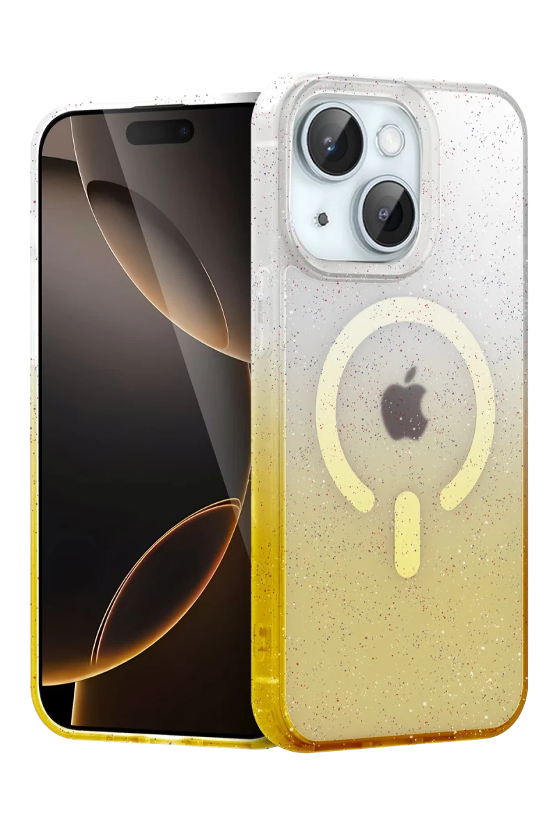 Apple iPhone 15 Plus Uyumlu Pummel Shiny Magsafe Kapak - Gold