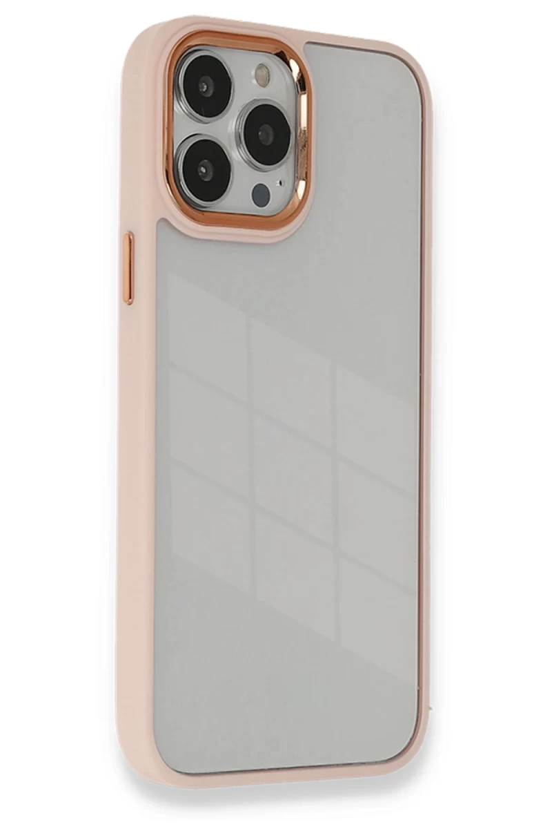 Apple iPhone 14 Pro Max Uyumlu Kılıf Dora Kapak - Pudra