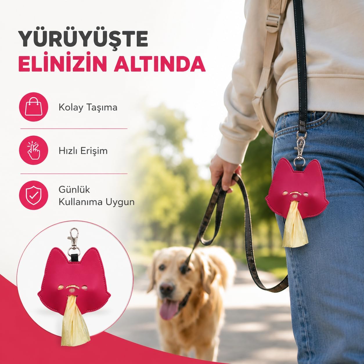 Kedi Köpek Dışkı Poşeti Taşıma Çantası Asorti Renk - Evcil Hayvan Tuvalet Poşeti Kutusu - Karabinalı Asma Aparatlı Poop Bag Tutucu - Gezdirme,