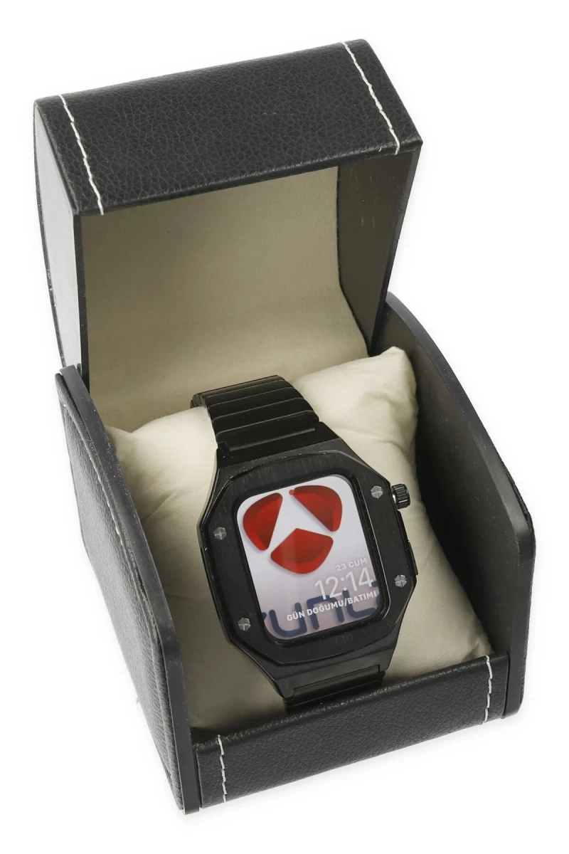 Apple Watch 44mm Uyumlu KR409 Metal Kordon - Siyah