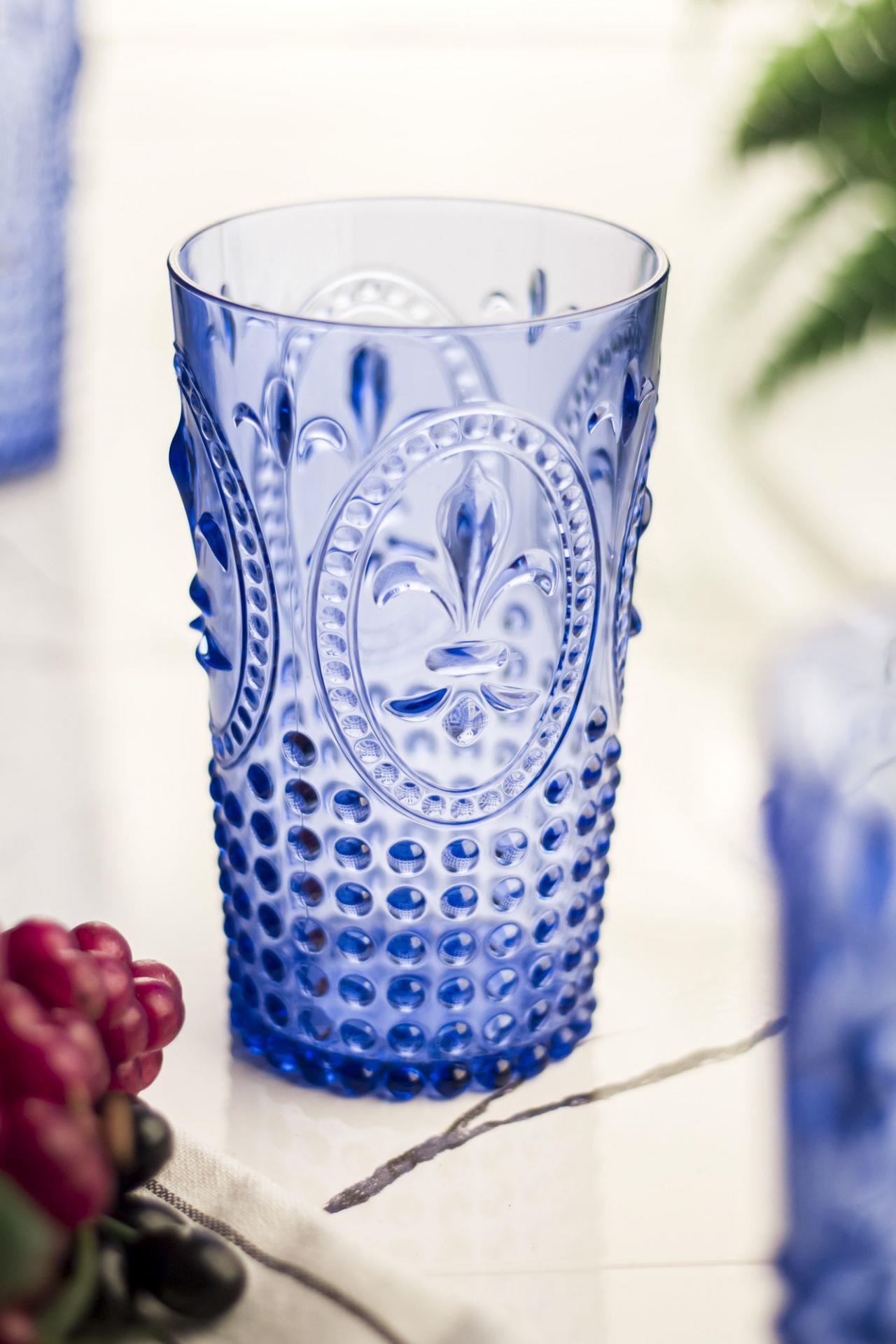 Akrilik Mavi 6'lı Uzun Bardak &amp; Su Meşrubat Bardağı 750 ml ( Büyük Boy &amp; Cam Değildir )